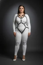 Plus Size Black Women's Harness Set with Ring Detail Sexy Bodysuit - SH706 - Image 3