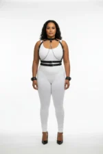 Plus Size Black Women's Leather Harness Set with Chain Detail Fantasy Full Set - SH720