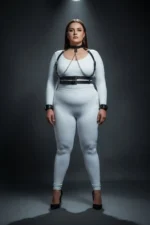 Plus Size Black Women's Leather Harness Set with Chain Detail Fantasy Full Set - SH720 - Image 2