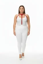 Plus Size Red Women's Harness Set with Chain Detail Leather Body Accessory - SH721 - Image 2