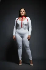 Plus Size Red Women's Harness Set with Chain Detail Leather Body Accessory - SH721 - Image 4