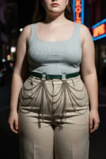 Plus Size Green Women's Belt with Multi-Layer Chain Detail - SH729 - Image 4