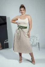 Plus Size Green Women's Belt with Chain Detail, Thick Model - SH731 - Image 4