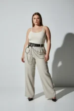 Plus Size Black Women's Belt with Chain and Ring Detail Outfit Complementary - SH731 - Image 3