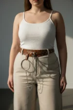 Plus Size Women's Belt with Chain Detail and Ring Embellished Trendy Design - SH731 - Image 5