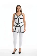 Siyah Deri Büyük Beden Halkalı Vücut ve Bacak Harness SH750