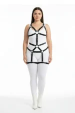 Siyah Deri Büyük Beden Halkalı Vücut ve Bacak Harness SH750 - Image 2