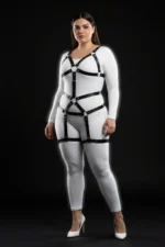 Siyah Deri Büyük Beden Halkalı Vücut ve Bacak Harness SH750 - Image 3