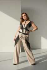 Plus Size Black Women's Leather Harness with Tassels Body Accessory - SH768 - Image 2