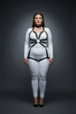 Büyük Beden Siyah Deri Halka ve Tasma Detaylı Tam Vücut Body Harness SH781 - Image 4