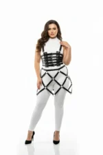 Büyük Beden Siyah Halka Detaylı Deri Etek Harness Vücut Aksesuarı SH785 - Image 2