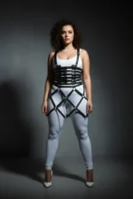 Büyük Beden Siyah Halka Detaylı Deri Etek Harness Vücut Aksesuarı SH785 - Image 4