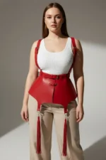 Plus Size Red Women's Belt Corset Style Strappy Leather Body Accessory - SH787 - Image 5