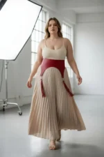 Plus Size Red Women's Belted Corset with Tassel Detail - SH788 - Image 2