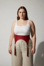 Plus Size Red Women's Belted Corset with Tassel Detail - SH788 - Image 5