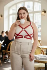 Plus Size Red Women's Leather Belt Corset Detail Body Accessory - SH816