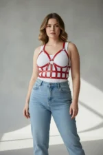 Plus Size Red Women's Belt Corset Style Leather Body Accessory - SH819 - Image 2