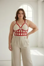 Plus Size Red Women's Belt Corset Style Leather Body Accessory - SH819 - Image 3