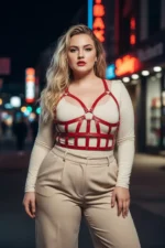 Plus Size Red Women's Belt Corset Style Leather Body Accessory - SH819 - Image 4