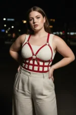 Plus Size Red Women's Belt Corset Style Leather Body Accessory - SH819 - Image 5