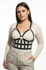 Plus Size Black Women's Leather Body Harness Combination Set - SH819 - Image 5