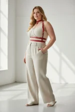 Plus Size Red Women's Leather Harness Body Accessory with Chain Detail - SH824 - Image 2