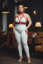 Plus Size Red Women's Harness Set Fantasy Leather Collar Detail Body Accessory - SH841 - Image 5