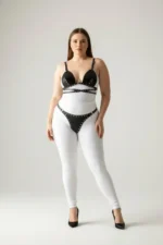 Plus Size Black Women's Harness Set with Stud Details, Fancy Leather - SH849 - Image 3