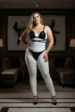 Plus Size Black Women's Harness Set with Stud Details, Fancy Leather - SH849 - Image 5