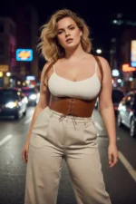 Plus Size Women's Leather Belted Shoulder Strap Lace-up Corset Design - SH855 - Image 4