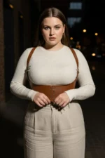 Plus Size Women's Leather Belted Shoulder Strap Lace-up Corset Design - SH855 - Image 5