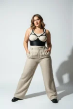 Plus Size Black Women's Leather Bra Harness Body Accessory with Belt and Ring Detail - SH872 - Image 3