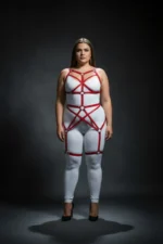 Kırmızı Deri Metal Halkalı Büyük Beden Tam Vücut Body Harness SH894 - Image 4