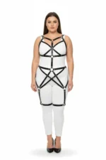 Büyük Beden Siyah Deri Metal Halkalı Full Body Harness SH894