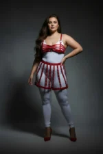 Büyük Beden Kırmızı Deri Etekli Harness Vücut Aksesuarı SH899 - Image 4