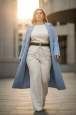 Plus Size Khaki Women's Leather Belt with Chain Detail Outfit Complementary - SH904 - Image 3