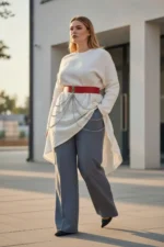 Plus Size Red Women's Belt with Thick Chain Detail Dress Combination Belt - SH904