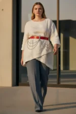 Plus Size Red Women's Belt with Thick Chain Detail Dress Combination Belt - SH904 - Image 3