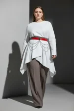 Plus Size Red Women's Belt with Thick Chain Detail Dress Combination Belt - SH904 - Image 4