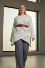 Plus Size Red Women's Belt with Thick Chain Detail Dress Combination Belt - SH904 - Image 5