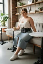 Plus Size Black Women's Corset Belt, Wide and with Eyelet Detail - SH905