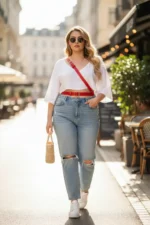 Plus Size Red Women's Belt with Classic Buckle, Stylish Outfit Complement. - SH917