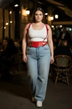 Plus Size Red Women's Belt Corset Style Outfit Accessory with Stud Details - SH918 - Image 2