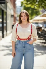 Plus Size Red Women's Leather Body Belt Adjustable Strappy Design - SH938