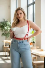 Plus Size Red Women's Leather Body Belt Adjustable Strappy Design - SH938 - Image 2