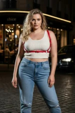 Plus Size Red Women's Leather Body Belt Adjustable Strappy Design - SH938 - Image 3