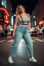 Plus Size Black Women's Belt, Leather Harness-Look Adjustable Body Accessory - SH941 - Image 3