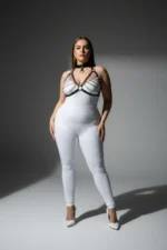 Plus Size Black Women's Harness Set with Chain Detail Leather Bodysuit Accessory - SH945 - Image 4