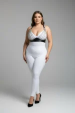 Plus Size Black Women's Harness Set with Chain Detail, Leather Fancy Accessory - SH964