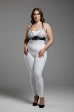 Plus Size Black Women's Harness Set with Chain Detail, Leather Fancy Accessory - SH964 - Image 2